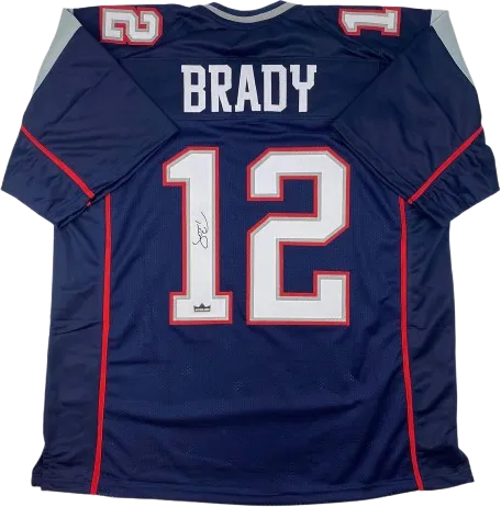 Facsimile Autographed Tom Brady New England Blue Reprint Laser A